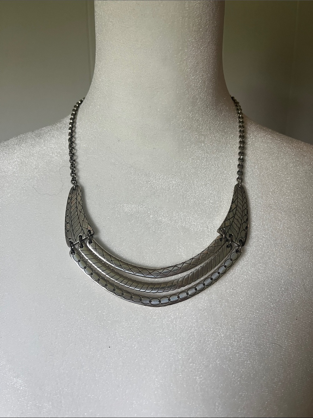 Brighton Silver-Tone Layered Curved Bib Necklace